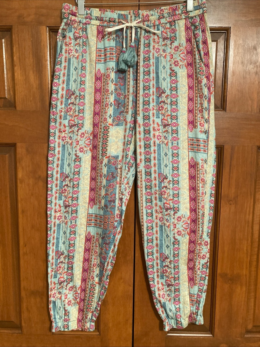 Sundance Floral Stripe bohemian floral lounge pants women’s medium